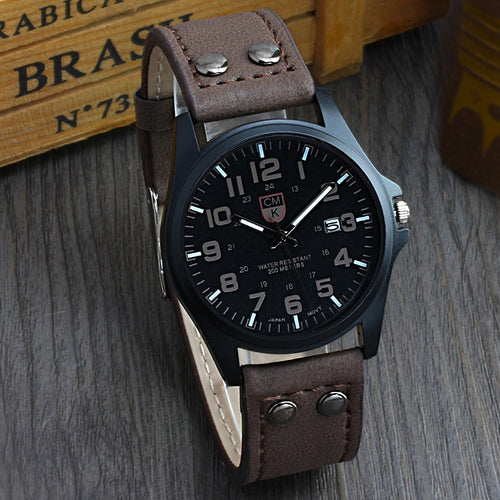 Date Leather Strap watches for mens