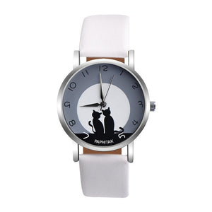 Leather Cute Cat Pattern Leather Watch