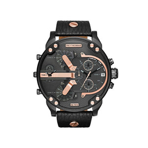 Luxury Large Dial Men's Military Leather Stainless Steel Casual Sports Business Metal Watch Men