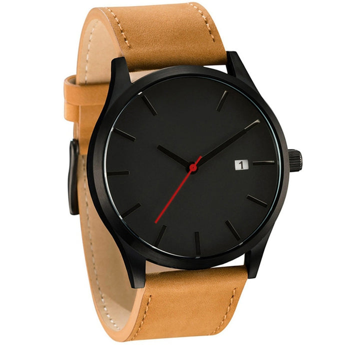 Watches Fashion Leather Quartz Watch Men
